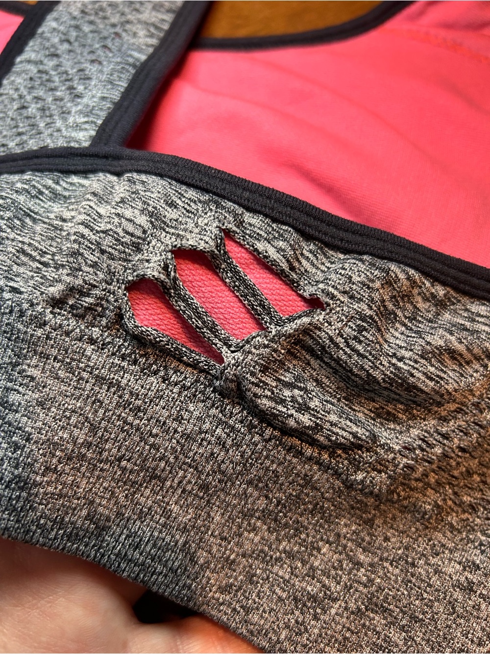 Velocity Pink and Gray Seamless Racerback Sports Bra - Picture 6 of 7